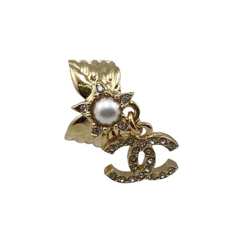 Chanel Earrings Coco Mark CC Logo Star Rhinestone Pearl Gold Chanel