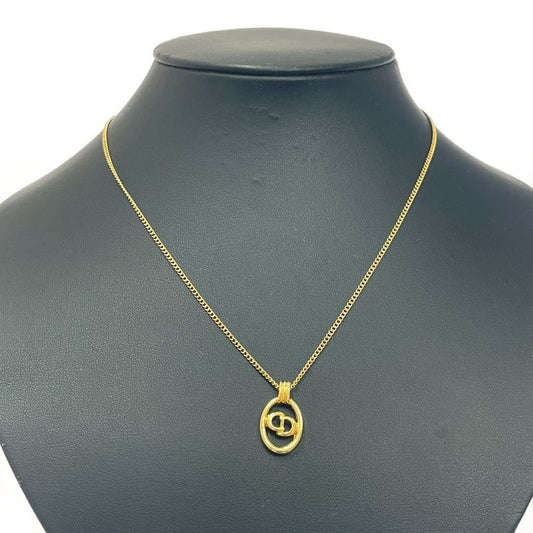 Christian Dior GP CD Logo Oval Necklace Gold