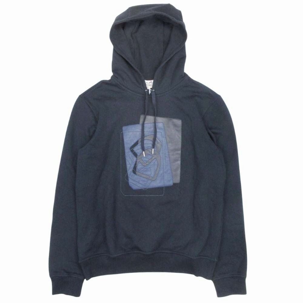 Hermes Etriers Decales Armor de Carre Details Leather Patch Hoodie Fleece
