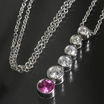 Tiffany & Co Pink Sapphire Diamond Necklace Pt950 E1821