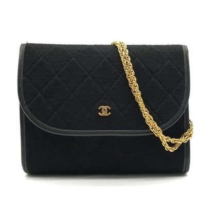 Chanel CC Logo Mini Quilted Pushlock Cotton Jersey Chain Shoulder Bag