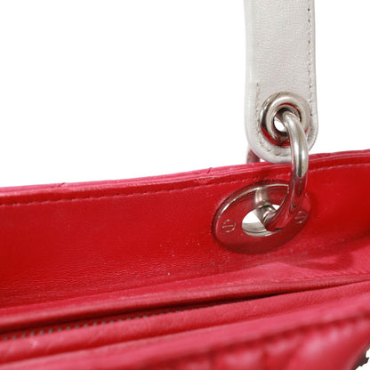 Dior Cannage 2-Way Lambskin Pink White Handbag Silver — view 13