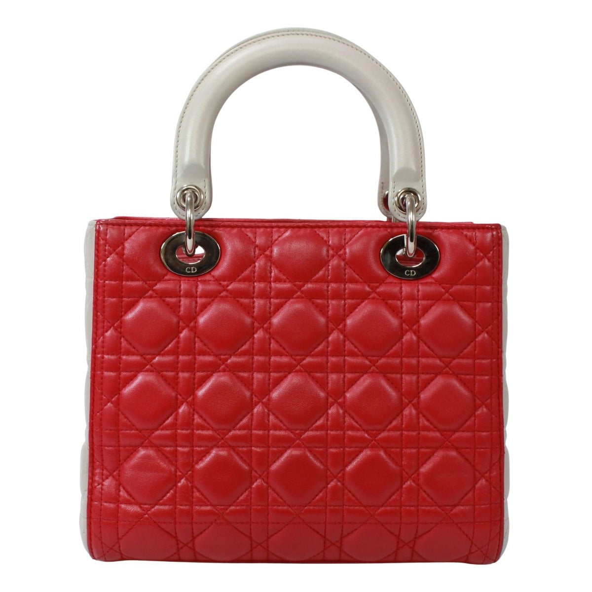 Dior Cannage 2-Way Lambskin Pink White Handbag Silver — view 3