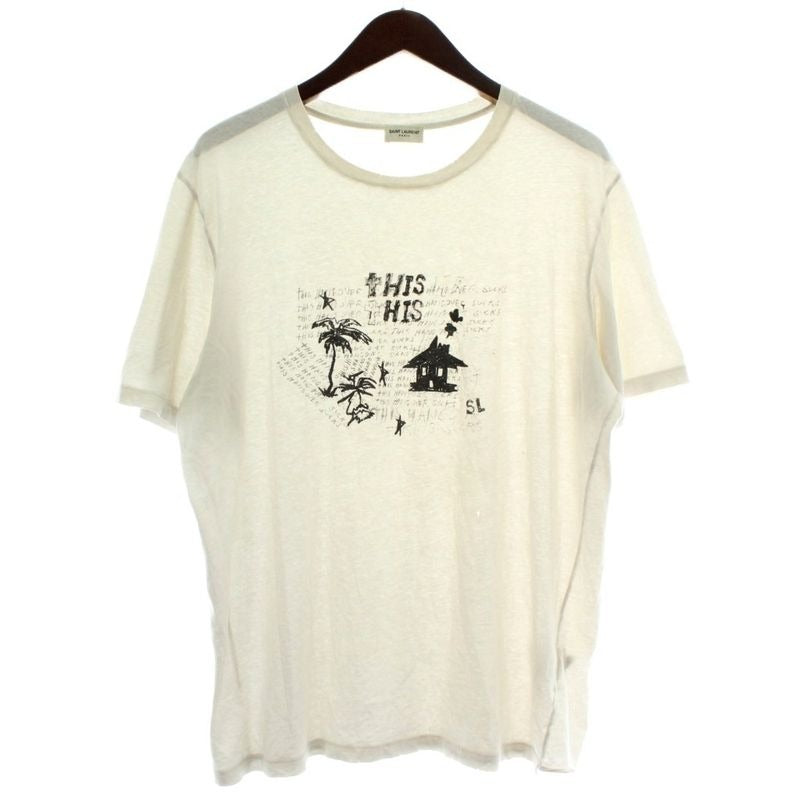 Saint Laurent Paris 19 SS T-Shirt Cut And Sewn Short Sleeves Crew Neck Damaged