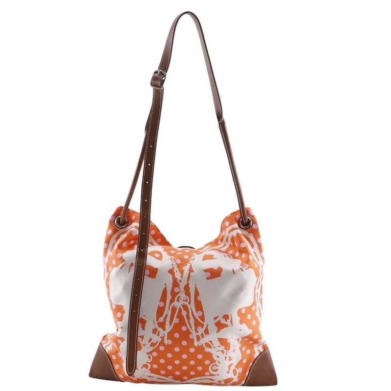 Hermes Silky City PM Brides de Gala Polka Dot Silk Orange