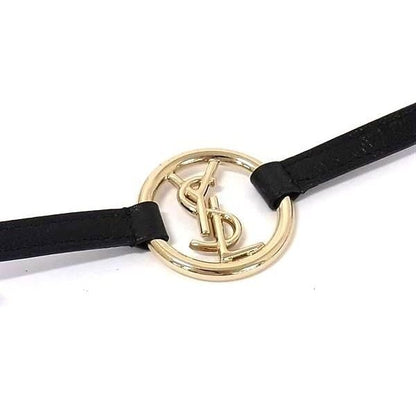 Saint Laurent Yves Leather Bracelet Choker Black — view 3