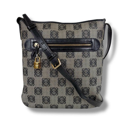 Loewe Repeat Anagram Shoulder Bag Navy with Padlock Leather — view 12