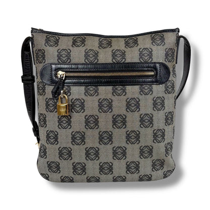Loewe Repeat Anagram Shoulder Bag Navy with Padlock Leather — view 2
