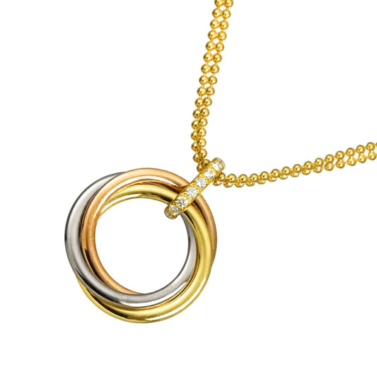 Cartier Trinity Diamond Necklace 42 cm 18k YG WG PG 750 Suri Gold