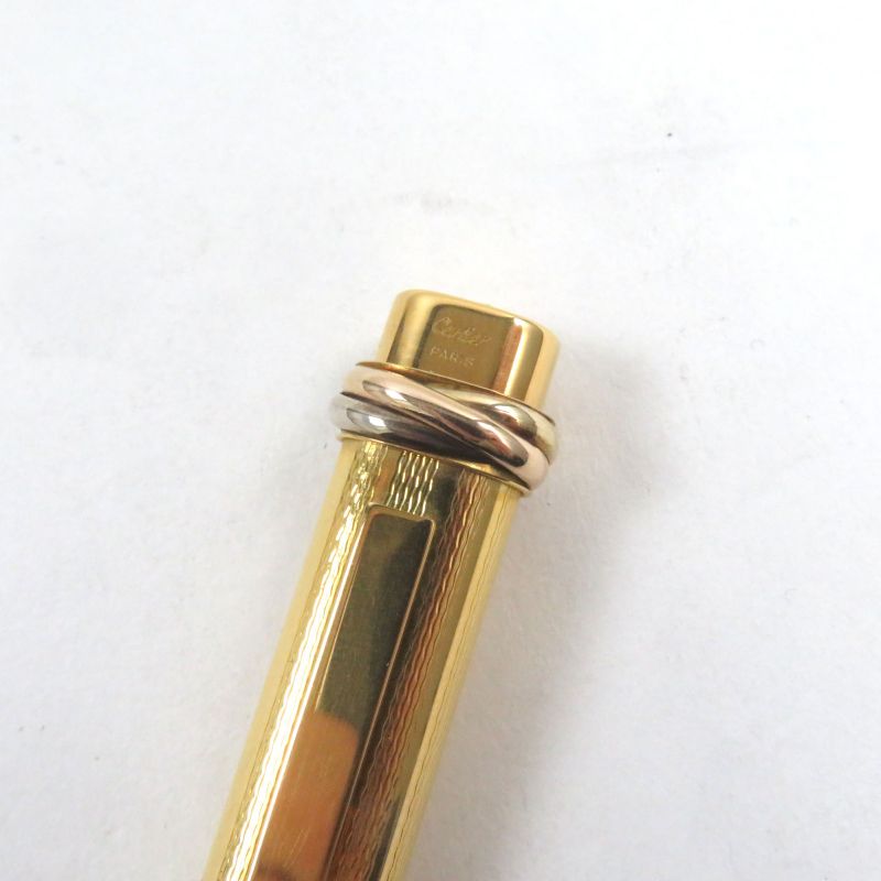 Cartier Vintage Trinity Allover Cap Ballpoint Pen Gold Made In