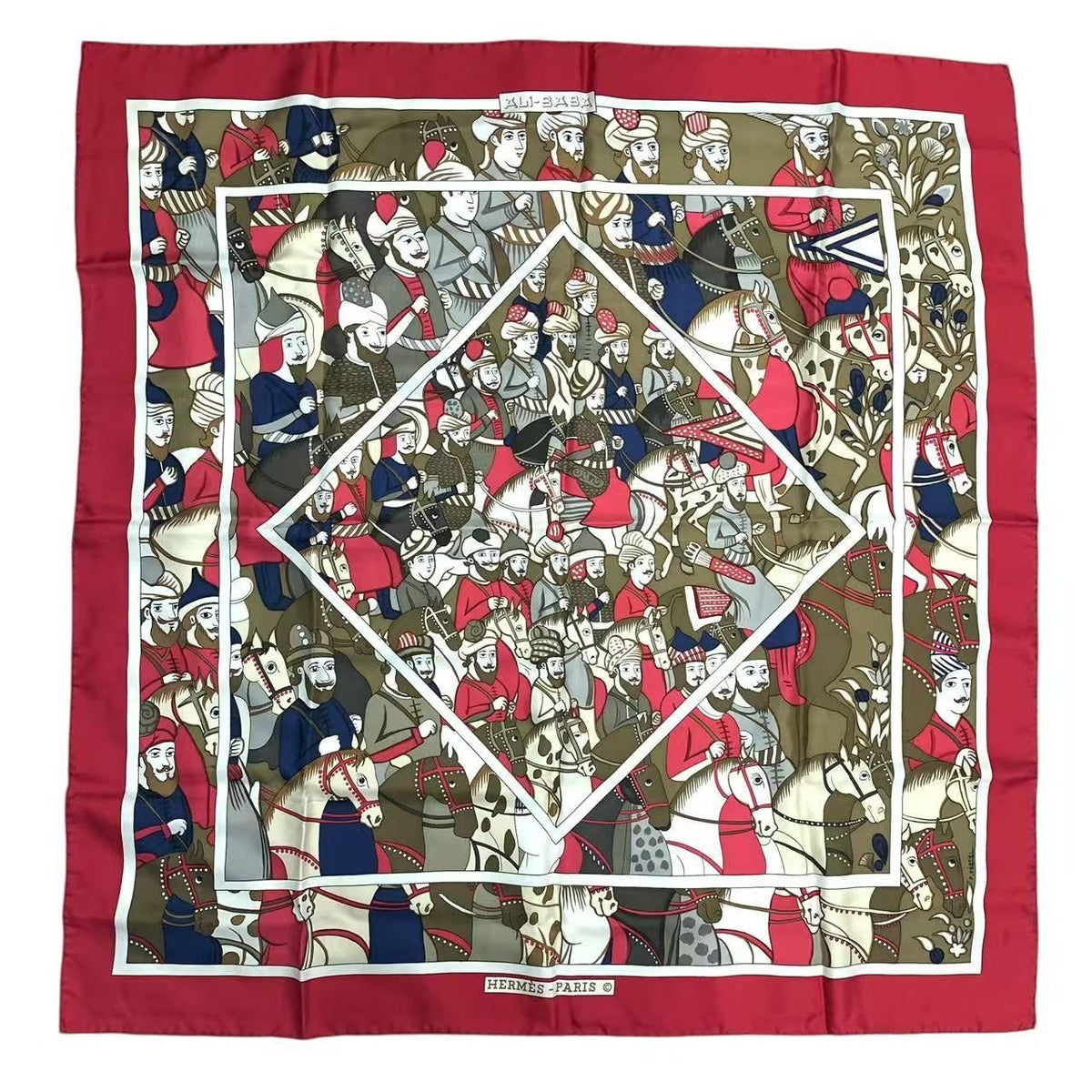 Hermes Carre 90 Scarf Ali Baba Alibaba Silk Red