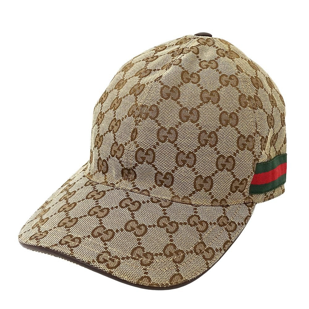 Gucci Cap Web Striped GG Canvas Baseball Beige Brown