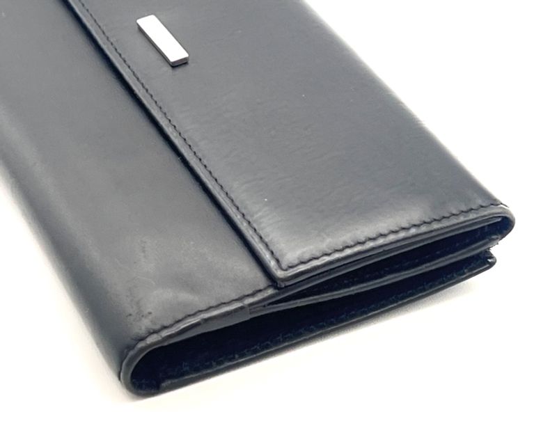 Gucci Long Wallet Logo Black Leather 08bs166