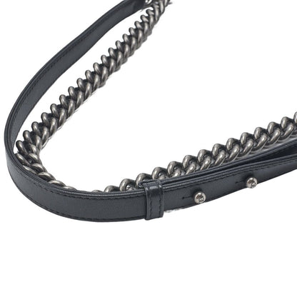 Chanel Boy Chanel Matelasse Chain Shoulder Lambskin Black And Red (silver