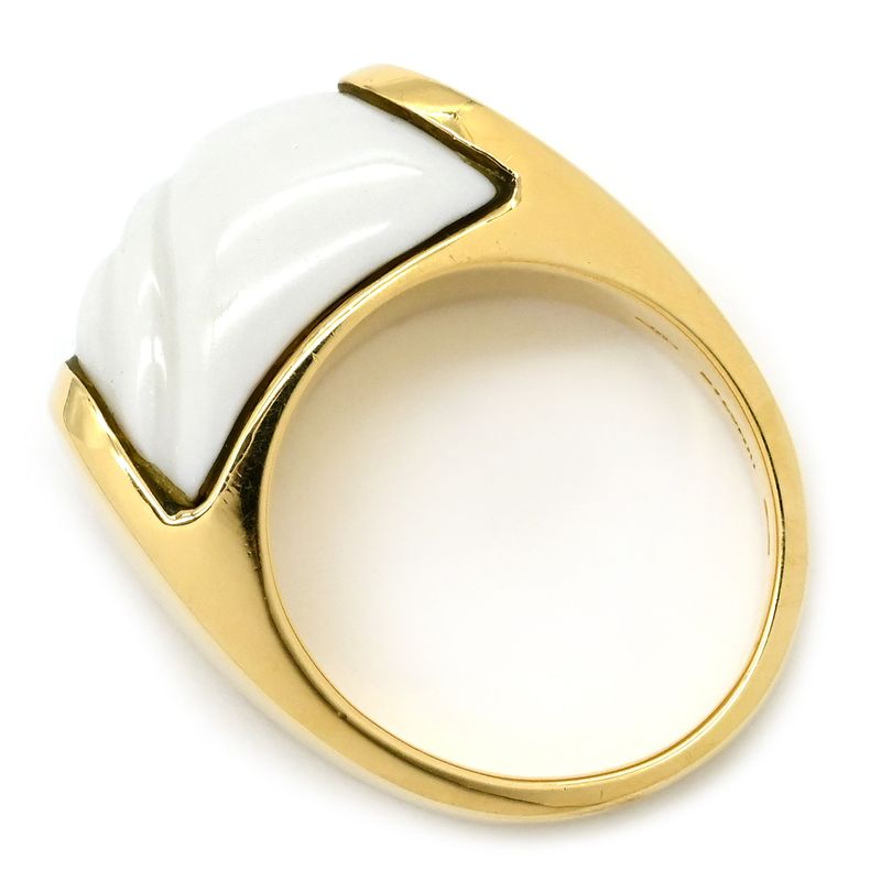 Bvlgari Bvlgari Ring Tronchet Ring 18k Yellow Gold White Ceramic Yellow-Gold