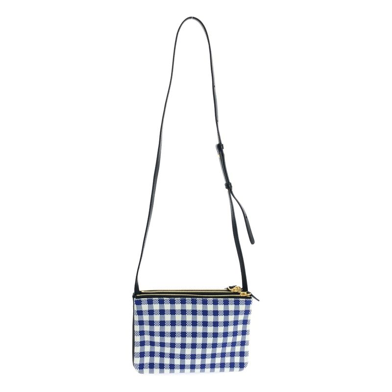 Celine - Phoebe Trio Knit And Leather Check Shoulder Bag - Cobalt Blue White -
