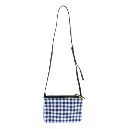 Celine - Phoebe Trio Knit And Leather Check Shoulder Bag - Cobalt Blue White -