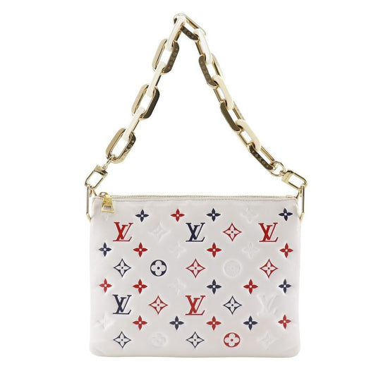 Louis Vuitton Coussin PM Monogram 2WAY Clutch M23466 Sheepskin White Ladies