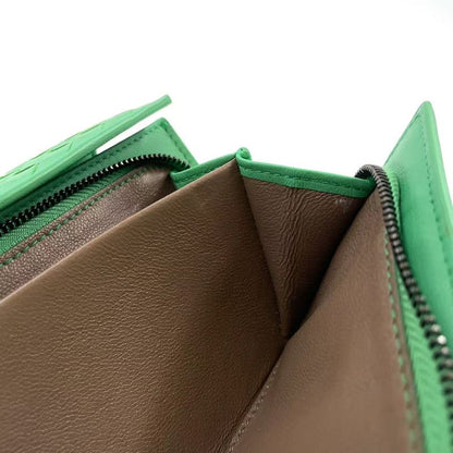 Bottega Veneta Intrecciato Fold Wallet Leather Green Wallet Black