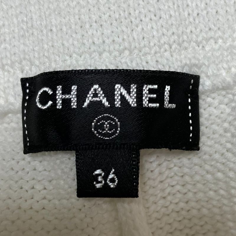 Good Chanel Coco Mark Cotton Knit Shorts P58597 Size 36 White Women's Used