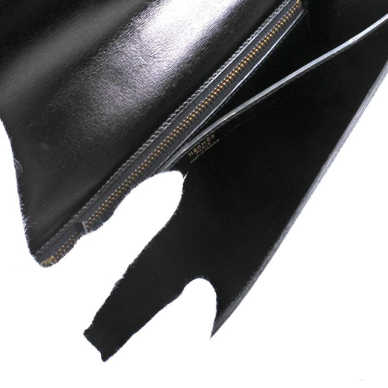 Hermes 2WAY Clutch Tassel Calf Black 0O Ladies Shoulder Bag