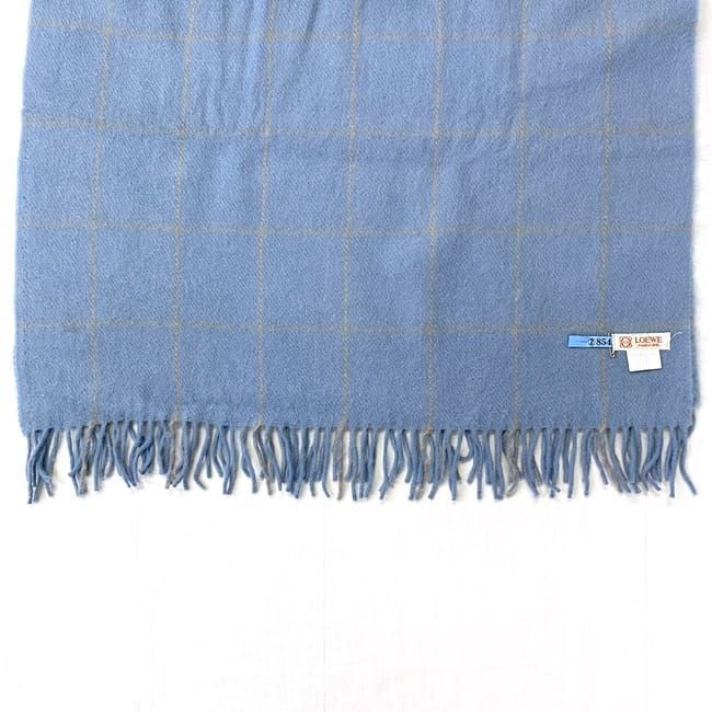 Loewe Scarf Ec21134 Light Blue Check Cleaned