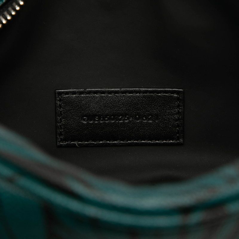 Saint Laurent Botanical Motif 650125 Black Green Leather Women's Saint Laurent