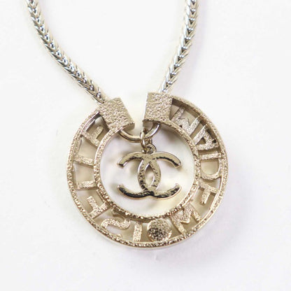 CHANEL Y22X Mademoiselle Rhinestone Coco Mark Necklace Pendant Gold With Box