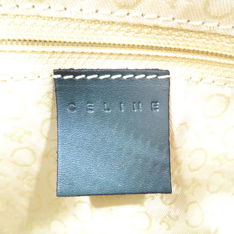 Celine C Macadam Pattern Canvas Leather Gold Hardware Olive Green Shoulder Bag