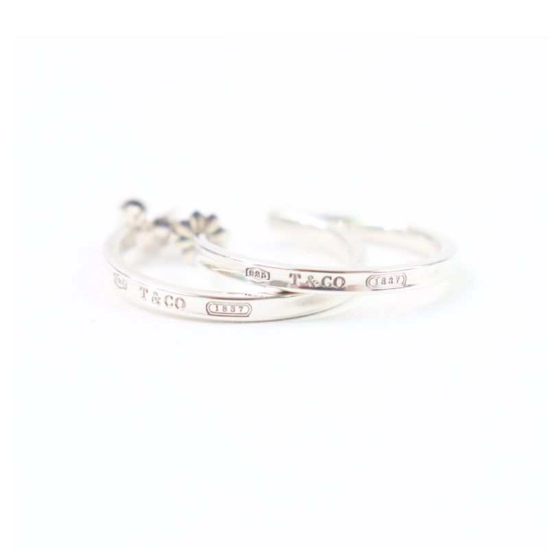 Tiffany & Co 1837 Narrow Hoop Earrings Wide Accessory Sv925 Silver