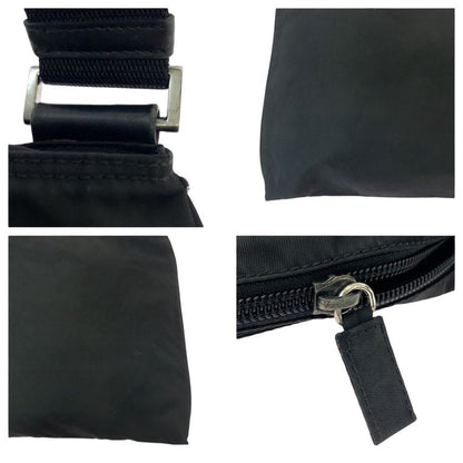 Prada Tessuto Triangle Logo Plate Black Silver Hardware Nylon Crossbody