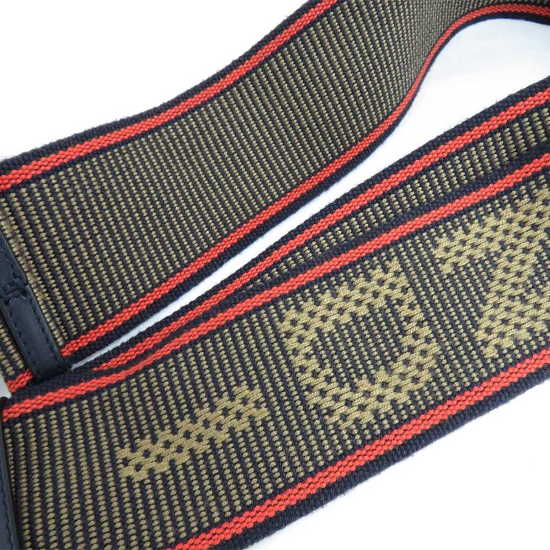 Fendi Strap Shoulder Bag Accessory Navy Logo Canvas Leather Gdhardware
