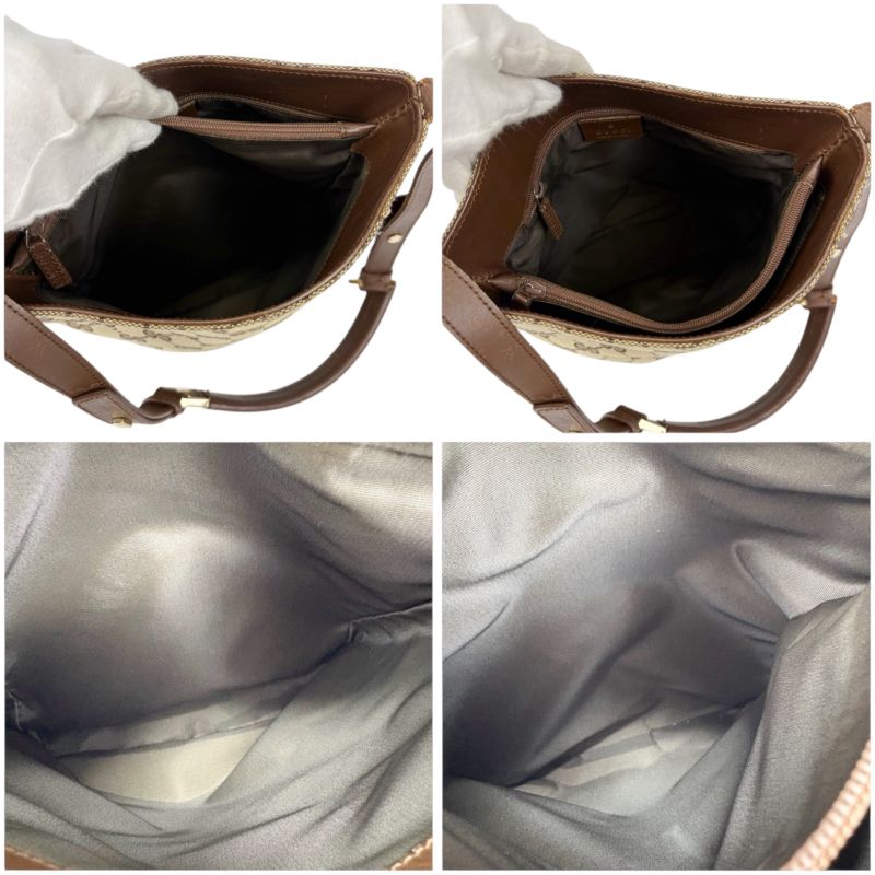 Gucci Bucket Shape One Shoulder Bag Handbag Shoulder GG Canvas Brown Beige