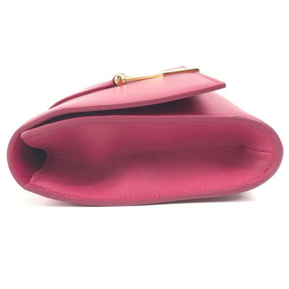 Saint Laurent Clutch Bag Logo Flap 311213 Leather Pink