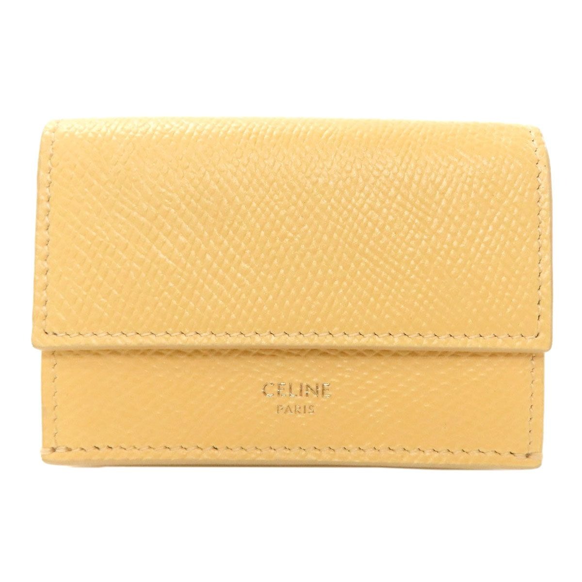 Celine Trifold Compact Wallet Bifold Leather Yellow