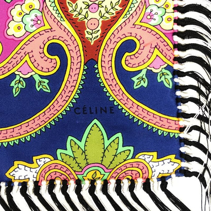 Celine - Silk Paisley Pattern Fringe Large Shawl - Multicolor