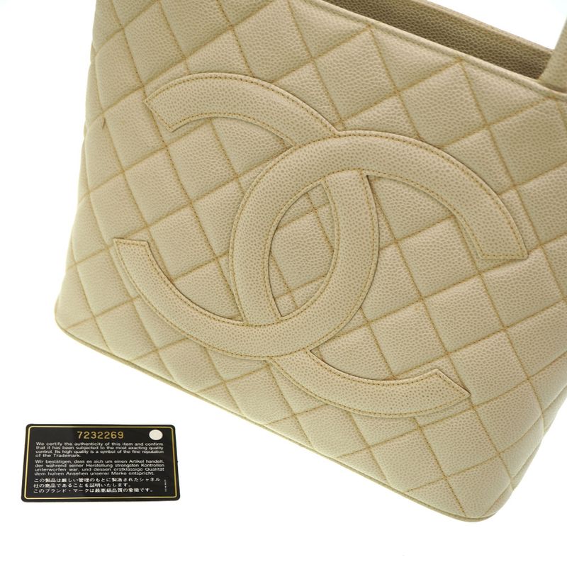 Chanel Reprint Tote Caviar Skin Ivory Grey Gold Hardware Tote Bag 0088chanel