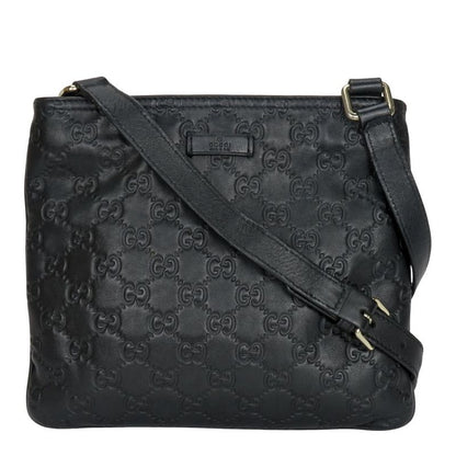 Gucci Shoulder Bag 201538 Guccissima Cima Leather Black Gold Hardware Crossbody