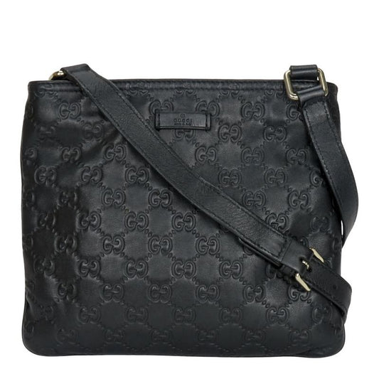 Gucci Shoulder Bag 201538 Guccissima Cima Leather Black Gold Hardware Crossbody