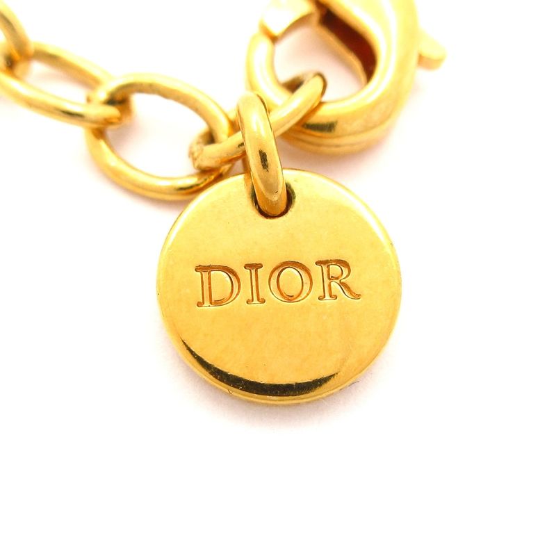 Dior/christian Dior Necklace CD Navy Gold And Clear CD Motif