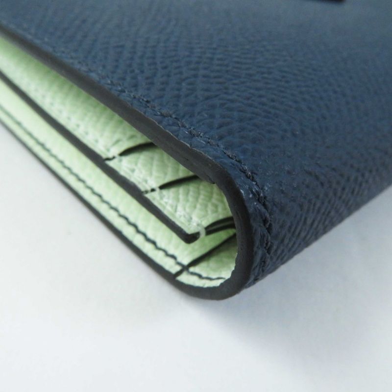 Hermes Bearn Souffle Verso Blue Prus/vert Fizz Silver Hardware Vaux Epson Long