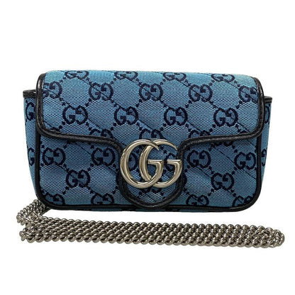 Gucci Shoulder Bag GG Marmont Quilted Leather Super Mini Bag 476433 Blue And
