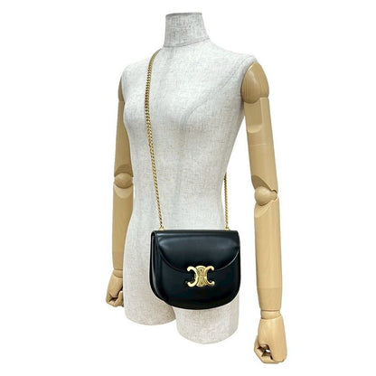 Celine Teen Chain Buzas Triomphe Logo Calf Leather Shoulder Bag