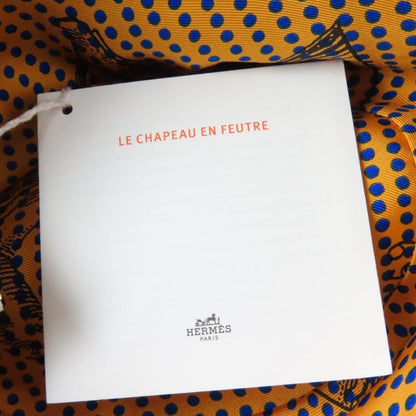 Hermes Rabbit Felt Lined 100% Silk Leather Use Felt Hat Navy 56 Made In Italy