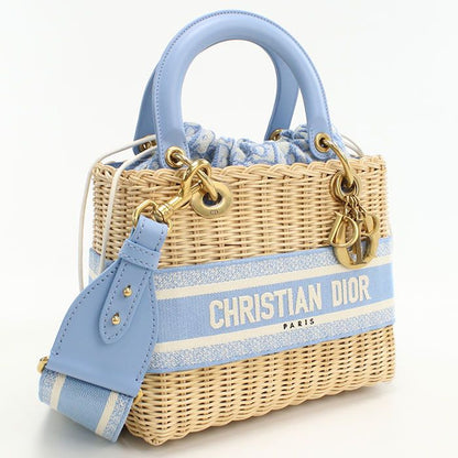 DIOR Lady Dior Medium Handbag Wicker Jacquard Women's