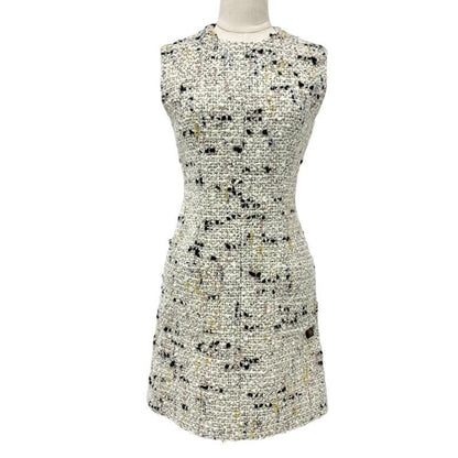 Louis Vuitton Dress Multicolor Boucles Tweed A-line Monogram Sleeveless