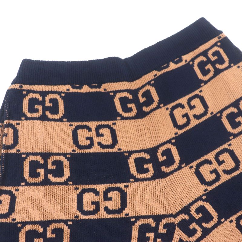  Gucci 752098 GG Cotton Jacquard Knit Half Pants Shorts Brown Navy S Made In