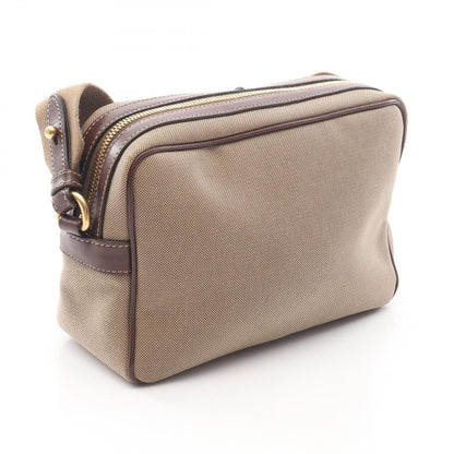 Prada Shoulder Bag Logo Jacquard Beige Brown Canvas Leather — view 2