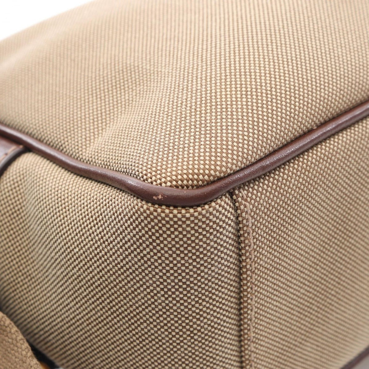 Prada Shoulder Bag Logo Jacquard Beige Brown Canvas Leather — view 5