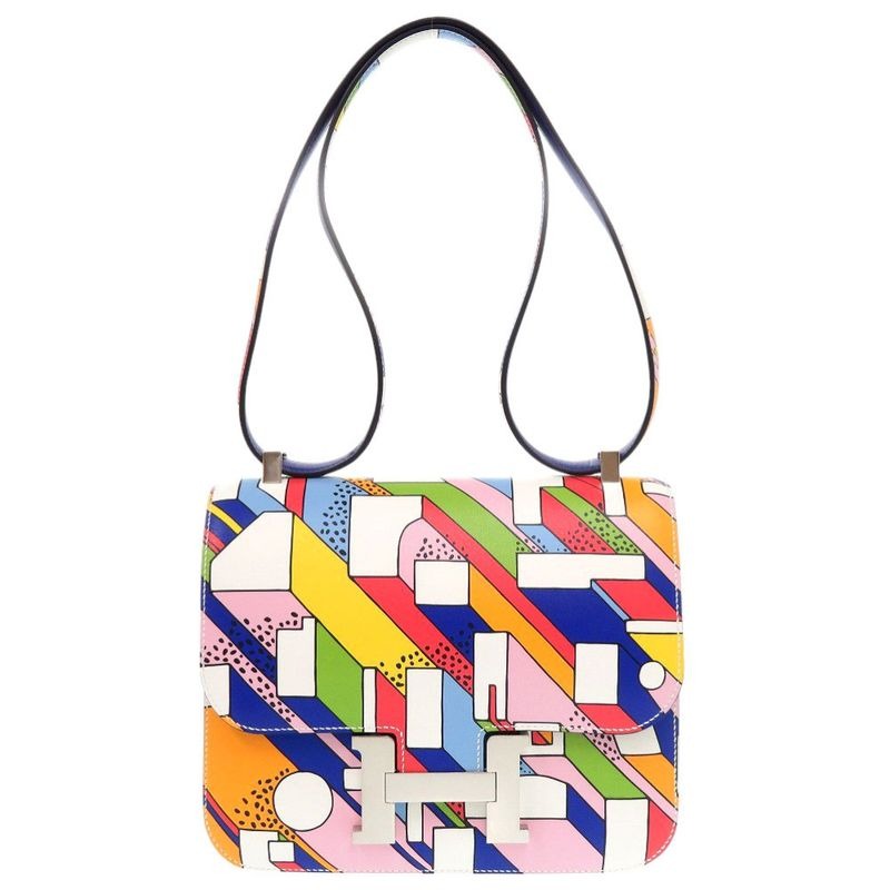 Hermes Constance 24 on A Summer Day Vorsoft Multicolor Silver Hardware Engraved